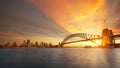 View point of Sydney harbour with city and bridge in sunset time Royalty Free Stock Photo