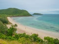 View point on top of the island with idyllice beach ocean and blue sky in vacation time