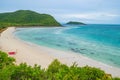 View point on top of the island with idyllice beach ocean and blue sky in vacation time