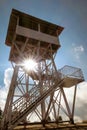 View point tower at Poonhill 3,210 m., Nepal with sunlig Royalty Free Stock Photo