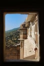 View point from window at Amber palace with green mountain on background Royalty Free Stock Photo