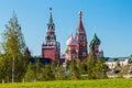 View of the Pokrovsky Cathedral St. Basil`s Cathedral with the P Royalty Free Stock Photo