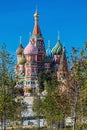 View of the Pokrovsky Cathedral St. Basil`s Cathedral with the P Royalty Free Stock Photo