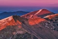 View of Poludnovy Grun mountain from Maly Krivan in Mala Fatra during autumn sunset