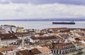 Pombaline Downtown of Lisbon from the upper level terrace of Santa Just Lift, Lisbon, Portugal Royalty Free Stock Photo