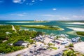 View of Ponce Inlet and New Smyrna Beach from Ponce de Leon Inlet Lighthouse, Florida.