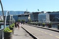 View from Pont des Bergues upon Rhone river south side, Geneva, France Royalty Free Stock Photo