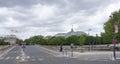 View of the Pont des Invalides. On the bridge are pedestrians Royalty Free Stock Photo