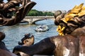 View of the Pont des Invalides and tour boat from the Pont Alexandre III. Paris, France Royalty Free Stock Photo