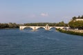 Pont du Avignon over Rhone river - Palais des papes and Notre dame des dome cathedral at Avignon - France