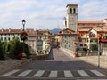 View of Ponte del Diavolo, Devil`s Bridge in English, in Cividale, unesco heritage site.