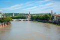 View Ponte della Vittoria Bridge of the Victory, located in Verona on the river Adige, Italy