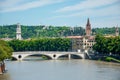 View Ponte della Vittoria Bridge of the Victory, located in Verona on the river Adige, Italy