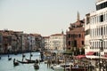 View from Ponte di Rialto bridge, Venice, Italy, vintage hues Royalty Free Stock Photo