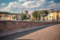 View from Ponte Pietra bridge city area.