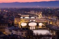 View of Ponte Vecchio bridge, Florence, Tuscany, Italy.