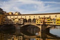 View of the Ponte Vecchio in Florence Firenze - by the river Arno Royalty Free Stock Photo