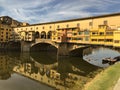 View of the Ponte Vecchio in Florence by the river Arno Royalty Free Stock Photo
