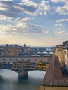 View from the Ponte Vecchio over the Arno river, in the Florence, Italy. Royalty Free Stock Photo