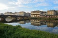 View of Ponte Vecchio at sunset, Florence, Italy