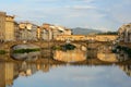 View of Ponte Vecchio at sunset, Florence, Italy