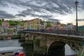 View of Ponte Vella bridge over river Mandeo in the town of Betanzos in Galicia, Spain.