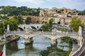 View of Ponte Vittorio Emanuele II on Tiber River from Castel Sant`Angelo Royalty Free Stock Photo