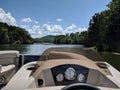 View From a Pontoon Boat on a Lake