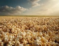 view of pop corn field plantation with cloud sky background Royalty Free Stock Photo