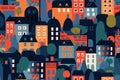 View of popular city. Beautiful seamless pattern picture. Generative AI