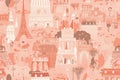 View of popular city. Beautiful seamless pattern picture. Generative AI