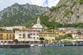 View of the popular tourist town of Limone Sul Garda on the shores of Lake Garda in Italy Royalty Free Stock Photo