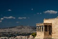 View of the Porch of the Maidens or Caryatid Porch from The Erechtheion in The Acropolis of Athens Royalty Free Stock Photo