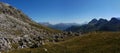 View from pordoi pass to fanes group Royalty Free Stock Photo