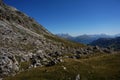 View from pordoi pass to fanes group Royalty Free Stock Photo