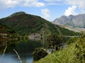 A view of the Porma reservoir in summer Royalty Free Stock Photo