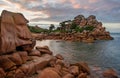 View of the Pors Rolland creek on the Pink Granite Coast in northern Brittany, France