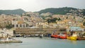 View on the port and the architecture of Genoa, Italy.