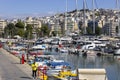 View of the port in the Bay of Zea with moored yachts, Athens, Piraeus, Greece