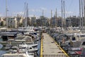 View of the port in the Bay of Zea with moored yachts, Athens, Piraeus, Greece