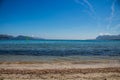 View from port de pollenÃÂ§a mallorca. Beach in Mallorca Royalty Free Stock Photo