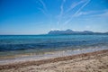 View from port de pollenÃÂ§a mallorca. Beach in Mallorca Royalty Free Stock Photo
