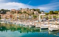 View of Port de Soller, bay of Majorca island, Spain Medierranean Sea. Royalty Free Stock Photo