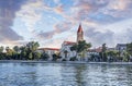 View of the embankment from the fortress of the city of Trogir. Royalty Free Stock Photo