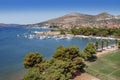 Port and embankment from the fortress of the city of Trogir. Royalty Free Stock Photo