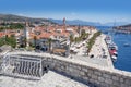 Port and embankment from the fortress of the city of Trogir. Royalty Free Stock Photo