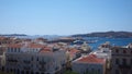 View of the port of Ermoupoli from the city side, Greece, Syros island