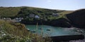 View of Port Isaac Harbour and Hills Royalty Free Stock Photo