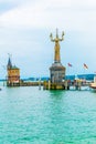 View of the port of konstanz with a famous revolving statue, bodensee, Germany....IMAGE