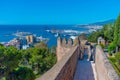 view of the port in Malaga from Gibralfaro castle, Spain. Royalty Free Stock Photo